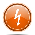 Bolt vector icon. Modern design orange glossy web and mobile applications button in eps 10